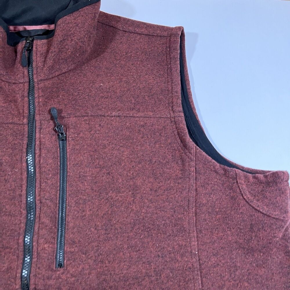 LL Bean Wool Blend Burgundy Full Zip Soft Shell Fleece Vest Men's XXL Tall - Picture 4 of 9